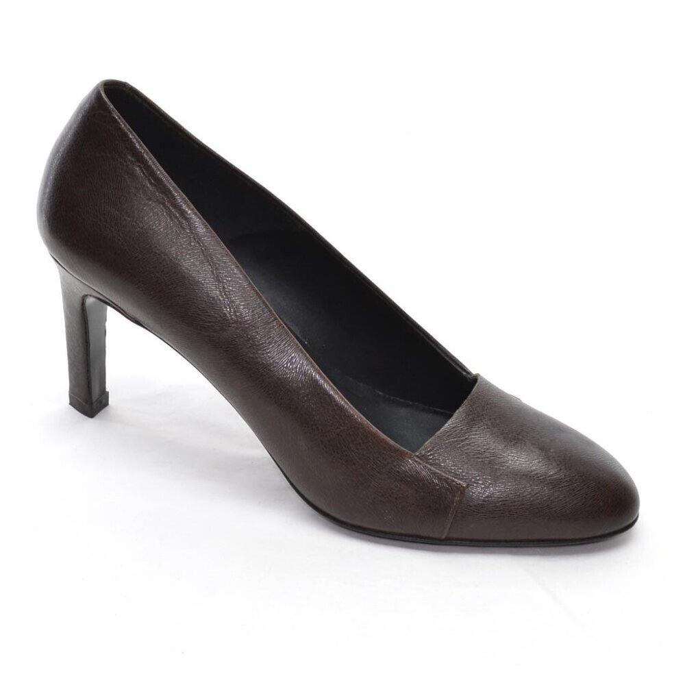 COS Brown Leather Almond Toe Fashion Pumps 39